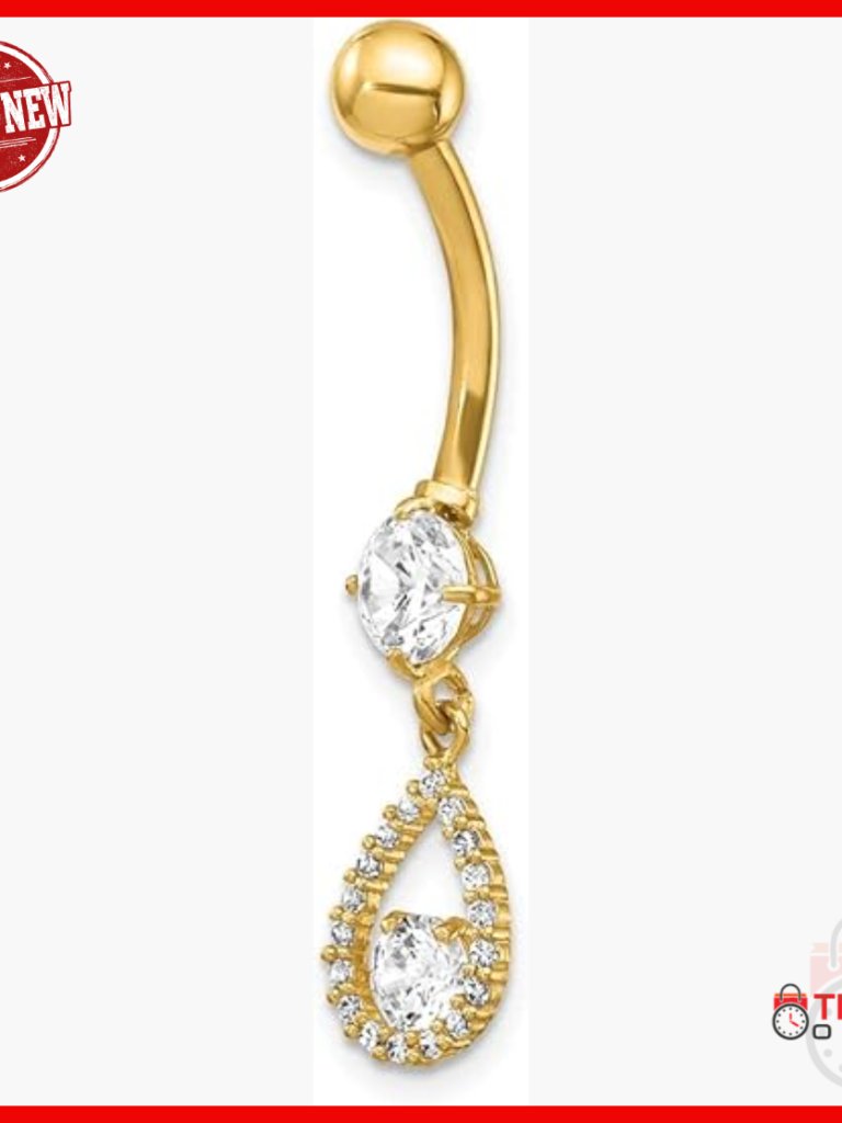 14k Gold Teardrop Dangle Belly Ring Body Jewelry Piercing